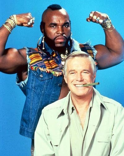 Moviestore George Peppard as Col. John "Hannibal" Smith and Mr. T as Sgt. Bosco "B.A." Baracus in The A-Team 25x20cm Colour Photo: Amazon.co.uk: Welcome